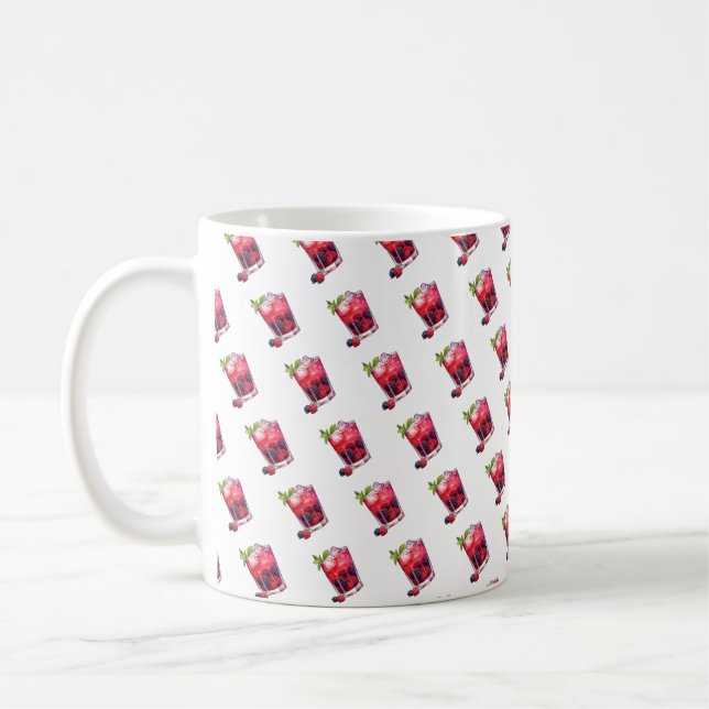 Watercolor Berry Cocktail med Mint Drink Kaffemugg (Vänster)