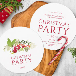Watercolor Berry Gren jul Party Inbjudningar