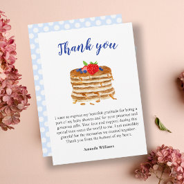 Watercolor Berry Pancake Blue Gingham Tack Inbjudningar