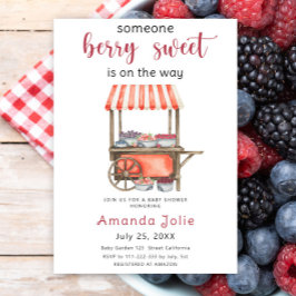 Watercolor Berry Sweet Berries Baby Shower Inbjudningar