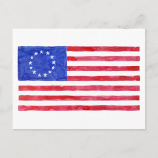 Watercolor Betsy Ross Flagga Vykort