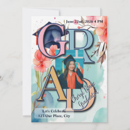 Watercolor Bild Studenten Inbjudningar