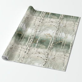 Watercolor Birch Träd Mönster Presentpapper