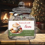 Watercolor Bird Cute Jul Cookies Rektangulärt Klistermärke<br><div class="desc">Kaketikett för jultomte med en vattenfärg cappuccino med söta fåglar och kakor. Snygg använda för handgjorda cookies och att presentera som en gåva.</div>