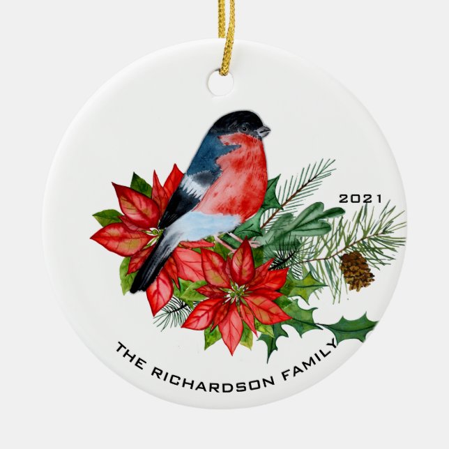 Watercolor Bird Julgransprydnad Keramik (Framsidan)