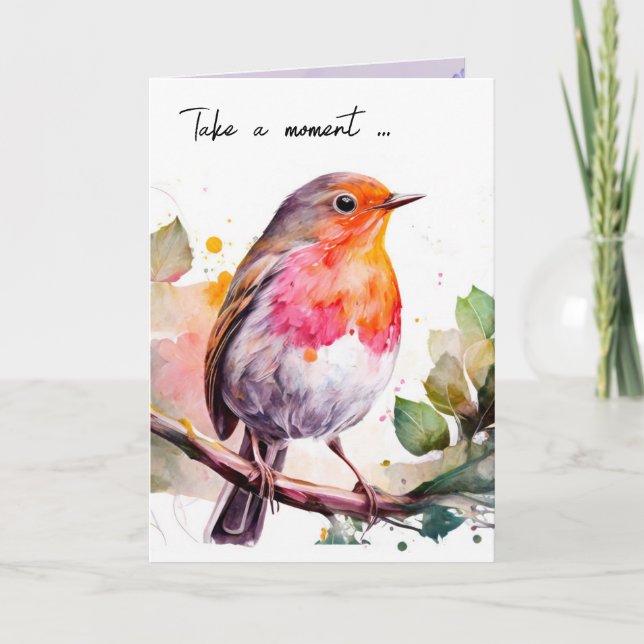 Watercolor Bird Kort (Framsida)