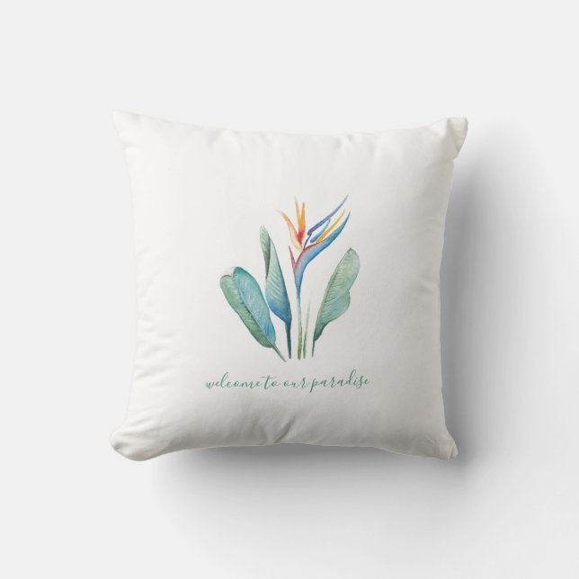 Watercolor Bird of Paradise Kudde (Framsida)