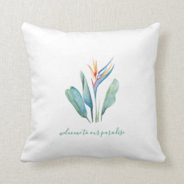 Watercolor Bird of Paradise Kudde
