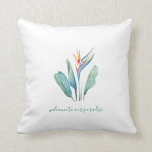 Watercolor Bird of Paradise Kudde