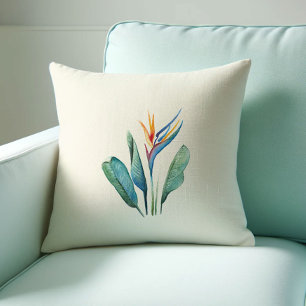 Watercolor Bird of Paradise Kudde