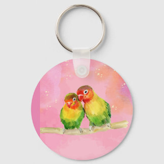 Watercolor Bird på gren Nyckelring