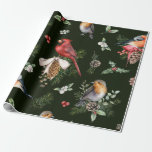 Watercolor Birds jul Mönster Presentpapper<br><div class="desc">Omslagning av Papper vattenfärg Fåglar Mönster-Vintagen vid jul/Festive/Unikt Anpassade Bakgrund Färg</div>