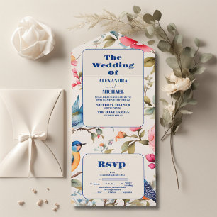 Watercolor Birds Peony Chinoiserie Garden Wedding