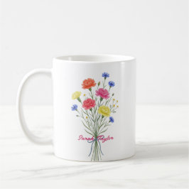 Watercolor Birth Flower Carnation Personalized Mug Kaffemugg
