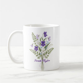 Watercolor Birth Flower Violet Personalized Mug Kaffemugg