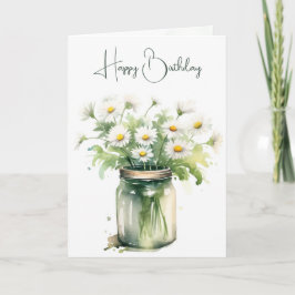 Watercolor Birthday Daisy Bouquet i Burk Kort