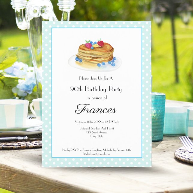 Watercolor Birthday Pancake Brunch Party Inbjudningar (Personalize with a Click: Easily Customize Your Invitations and Make Them Truly Yours!)
