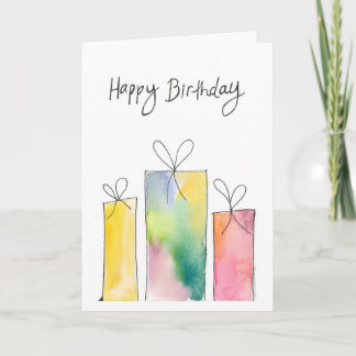 Watercolor Birthday Presenter Kort