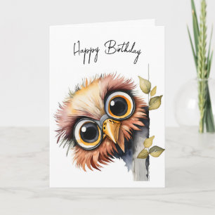 Watercolor Birthday Uggla Kort