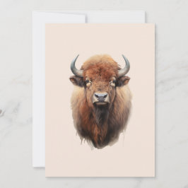 Watercolor Bison Porträtt Julkort