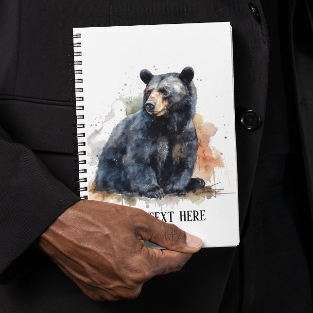 Watercolor Black Bear Woodland Art, anpassningsbar Anteckningsbok (Skapare uppladdad)