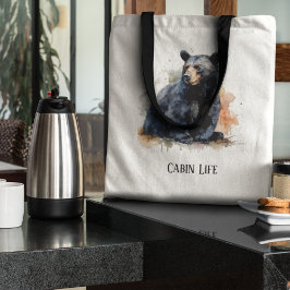 Watercolor Black Bear Woodland Art, anpassningsbar Tygkasse