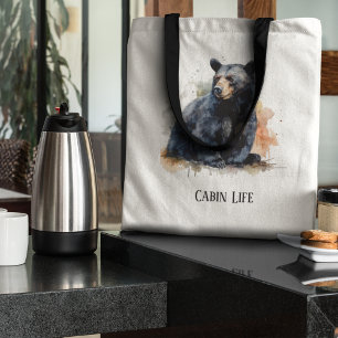 Watercolor Black Bear Woodland Art, anpassningsbar Tygkasse