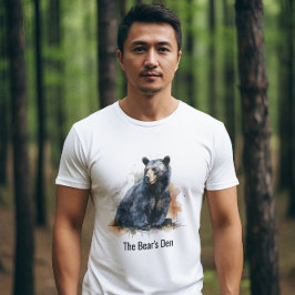 Watercolor Black Bear Woodland Art T Shirt