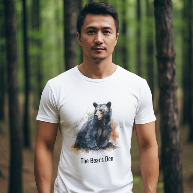 Watercolor Black Bear Woodland Art T Shirt (Skapare uppladdad)