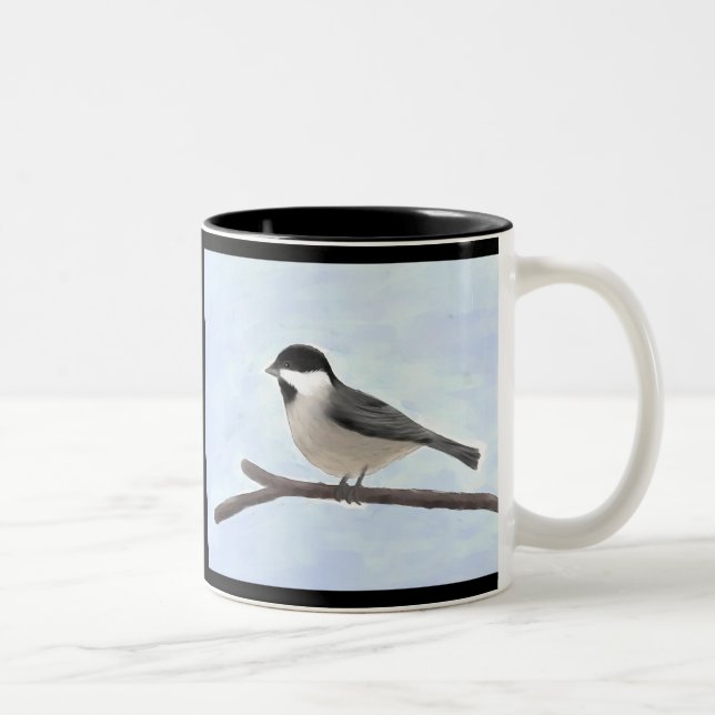 Watercolor Black caps Chickadee Mugg (Höger)