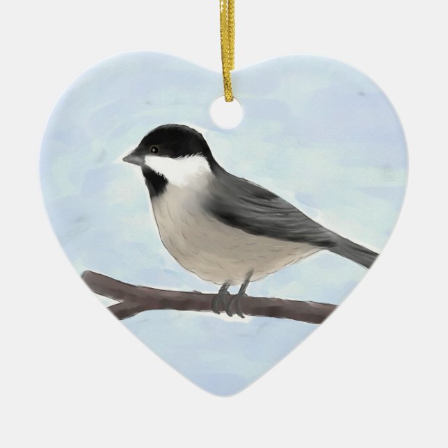 Watercolor Black ccap Chickadee Ornament (Framsidan)