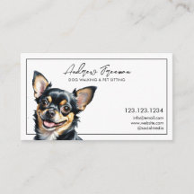 Watercolor Black Chihuahua Hund Walking