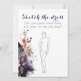 Watercolor black dress purple bridal shower game inbjudningar