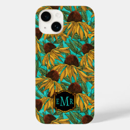 Watercolor Black Eyed Susans Blommigt Monogram