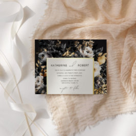 Watercolor Black Guld Blommigt Bröllop