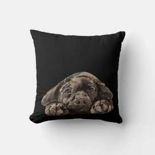 Watercolor Black Labrador Retriever Pet Hund Kudde