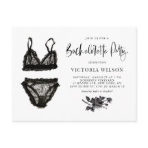 Watercolor Black Snöre Lingerie Bachelorette Party