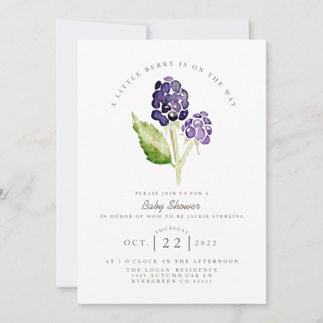 Watercolor Blackberry Duo | Berry Baby Shower Inbjudningar (Framsida)