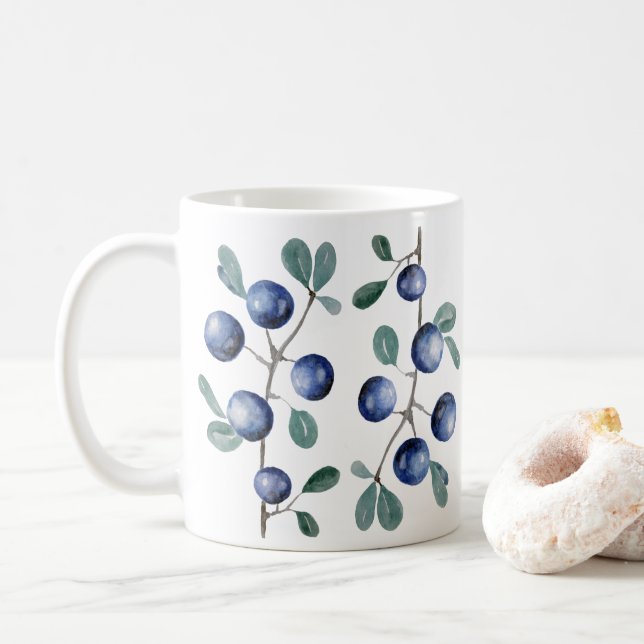 Watercolor Blackthorn Berries Kaffemugg (Med munk)
