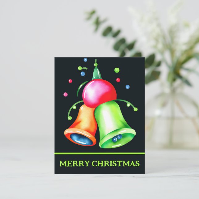 Watercolor Blob Bells - Julkort (Stående Fram)