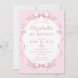 Watercolor Blommig Band Elizabeths 1-årsdag Inbjudningar