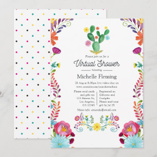 Watercolor Blommig Fiesta Virtuell Bebis Shower Inbjudningar