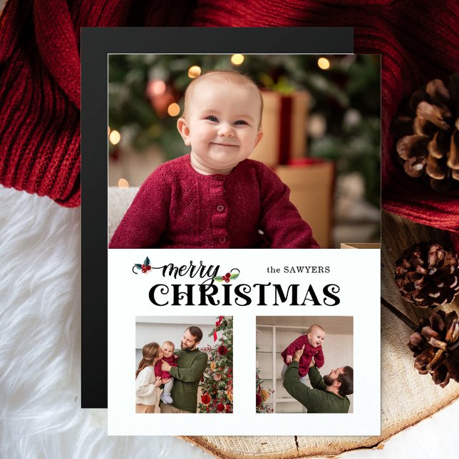 Watercolor Blommig God Jul Script 3-Foto (Skapare uppladdad)