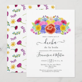 Watercolor Blommig Spansk Fiesta Bröllopsdusch In Inbjudningar