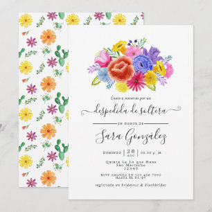Watercolor Blommig Spansk Fiesta Bröllopsdusch Inbjudningar