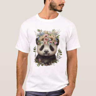 Watercolor Blommigt Baby Panda Cute T Shirt