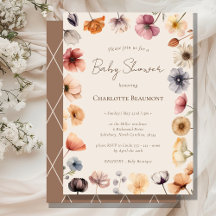 Watercolor Blommigt Beige Gender Neutral Baby Show