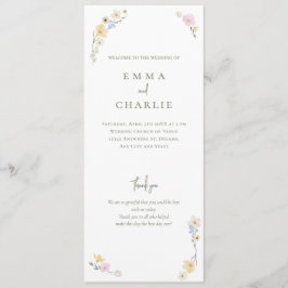 Watercolor Blommigt Boho Ceremony Bröllop Program