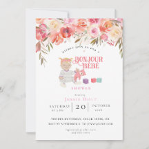 Watercolor Blommigt Bonjour Girl Baby 2