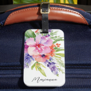 Watercolor Blommigt Bouquet Bagagebricka